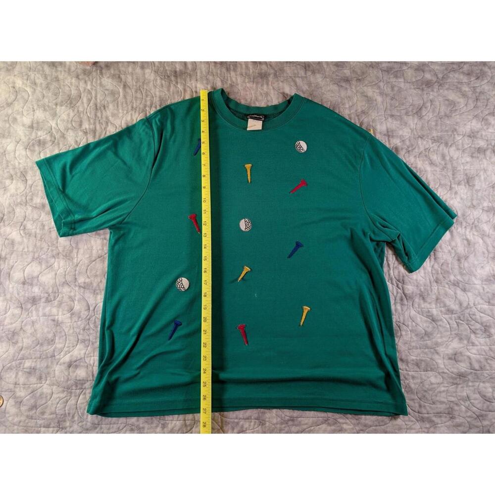 Vintage BonWorth Golf Embroidered T Shirt XXL Made in USA Tees Balls 80s 90s Gre